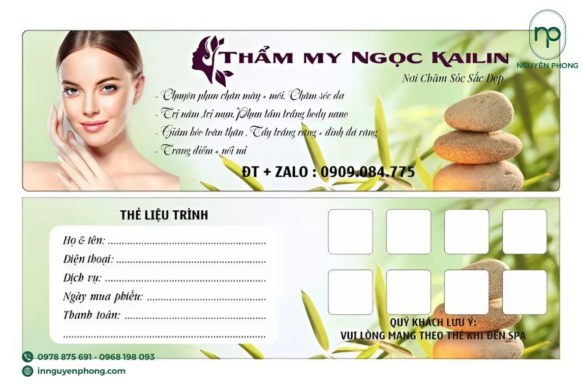 in thẻ liệu trình viện thẩm mỹ